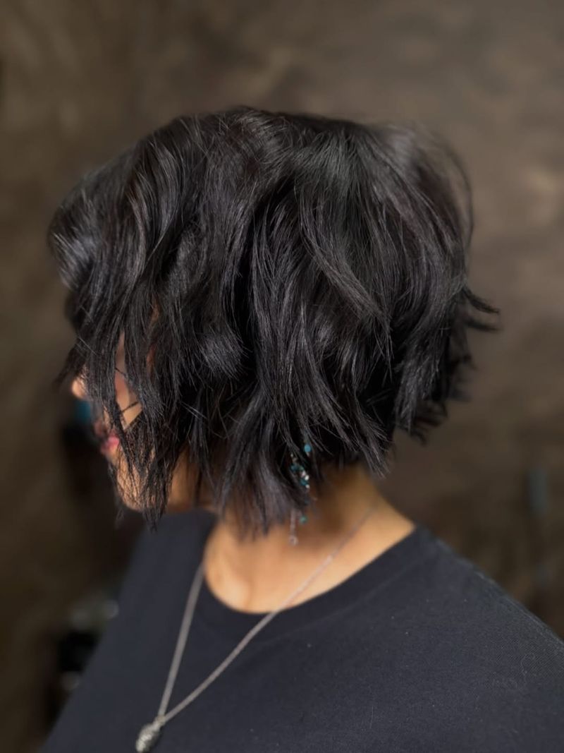 14. Tousled Dark Wavy Bob