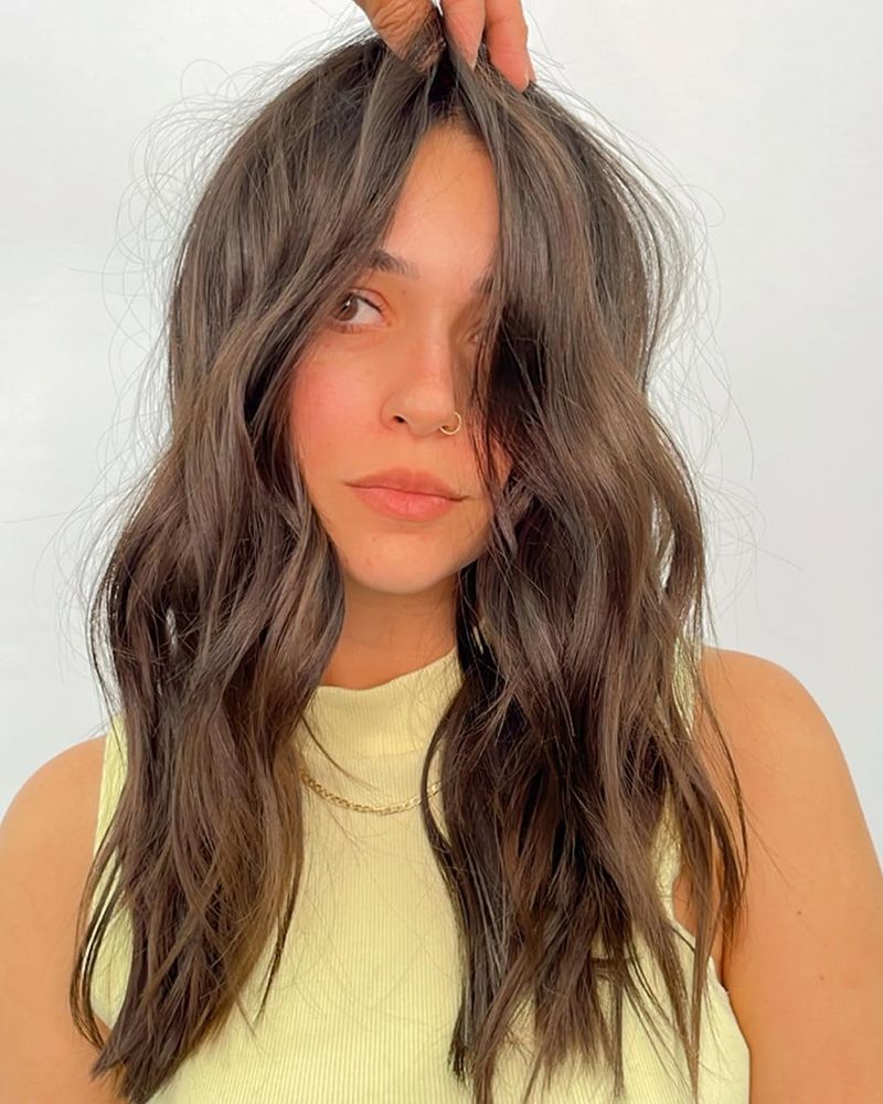 14. Tousled Espresso Waves with Curtain Fringe
