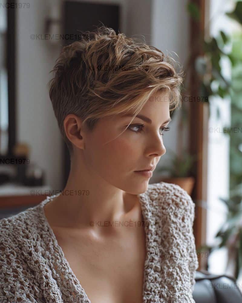 56. Tousled Honey Blonde Crop