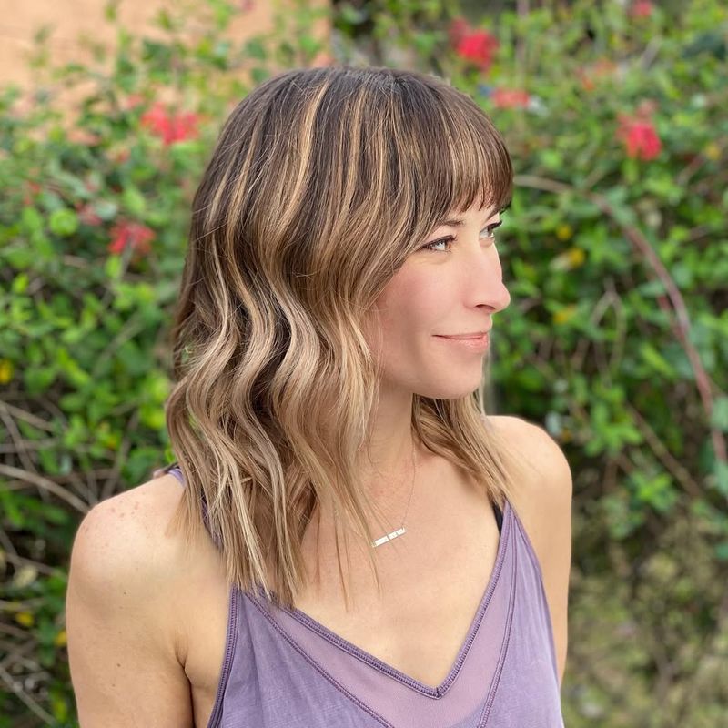 23. Tousled Lob with Piecey Bangs