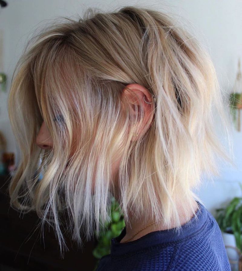 42. Tousled Platinum Shag Lob