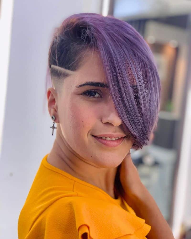 59. Undercut Bob with Deep Side Swept Bangs