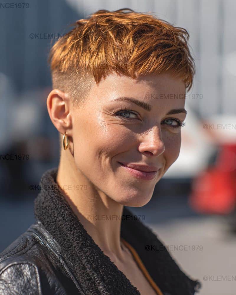 32. Undercut Copper Crop with Micro Fringe