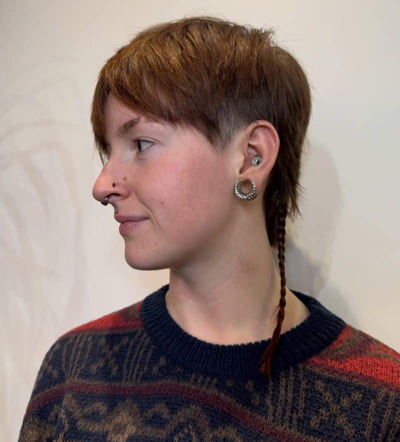 28. Undercut Pixie Mullet with Micro Braids