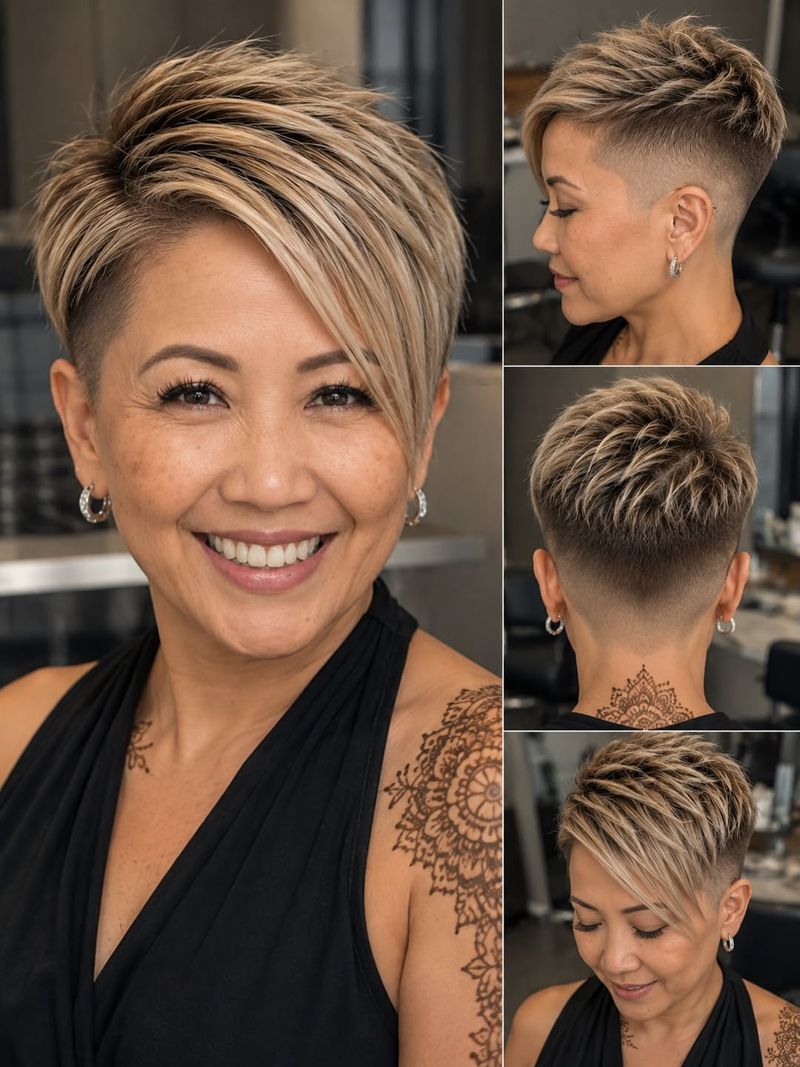 8. Undercut Pixie with Long Sweeping Bangs
