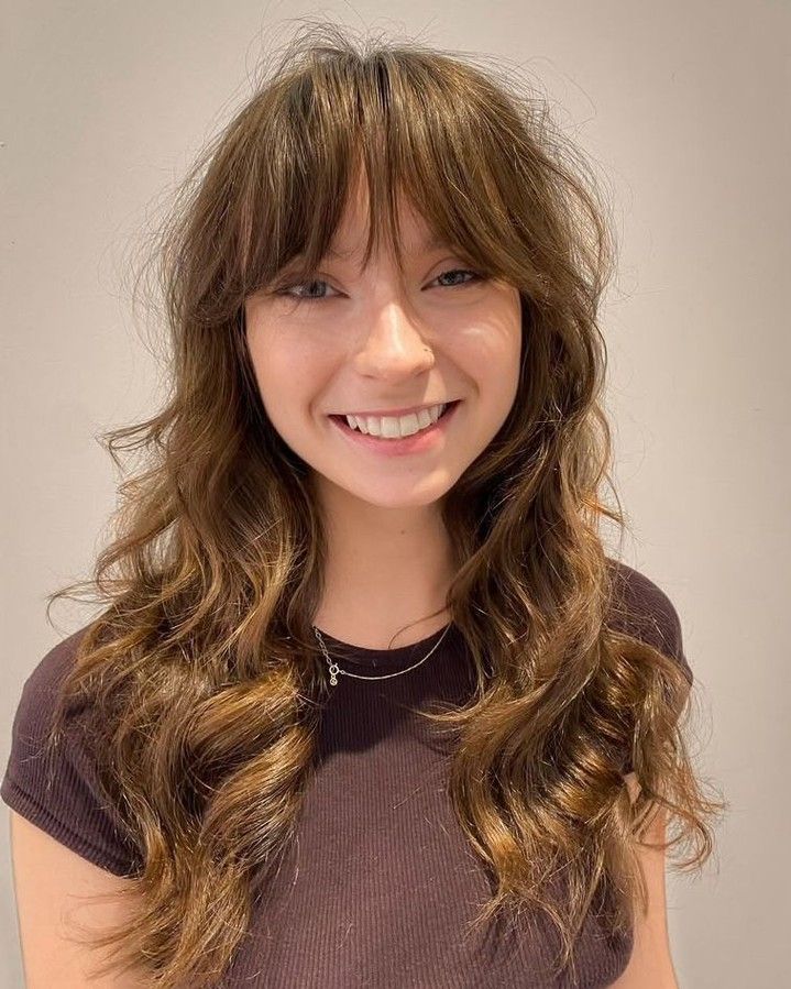 63. Warm Brown Shag with Wispy Bangs