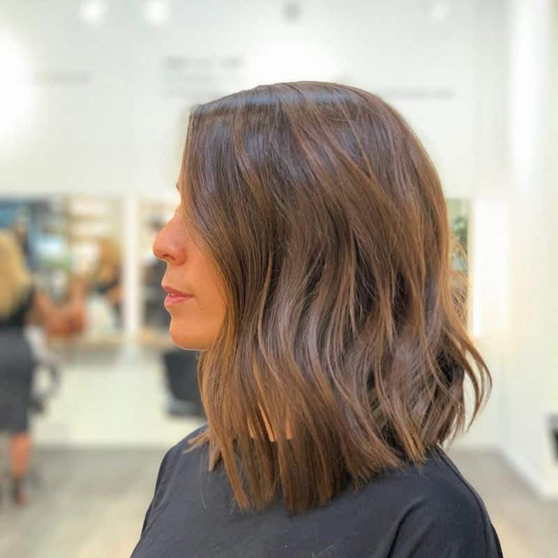 13. Warm Caramel Layered Lob