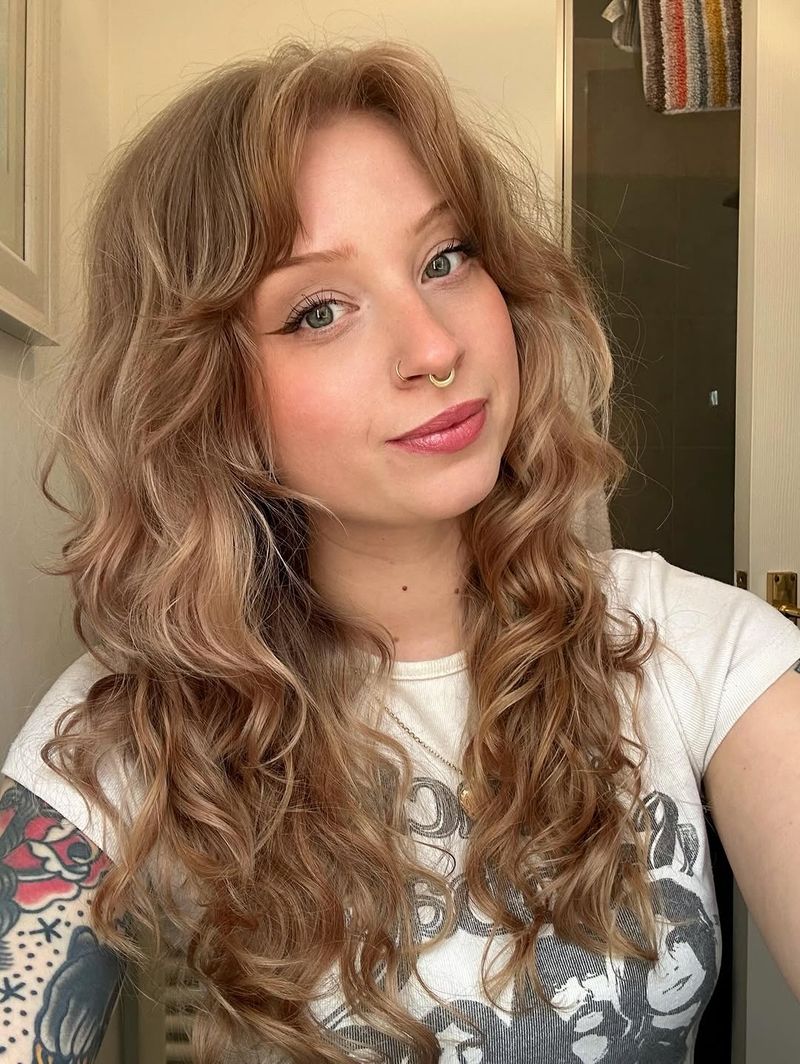 36. Warm Honey Waves with Curtain Fringe