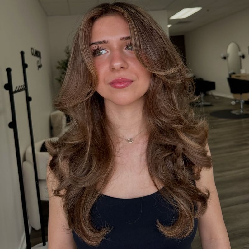 21. Warm Spiced Layers with Blowout Volume